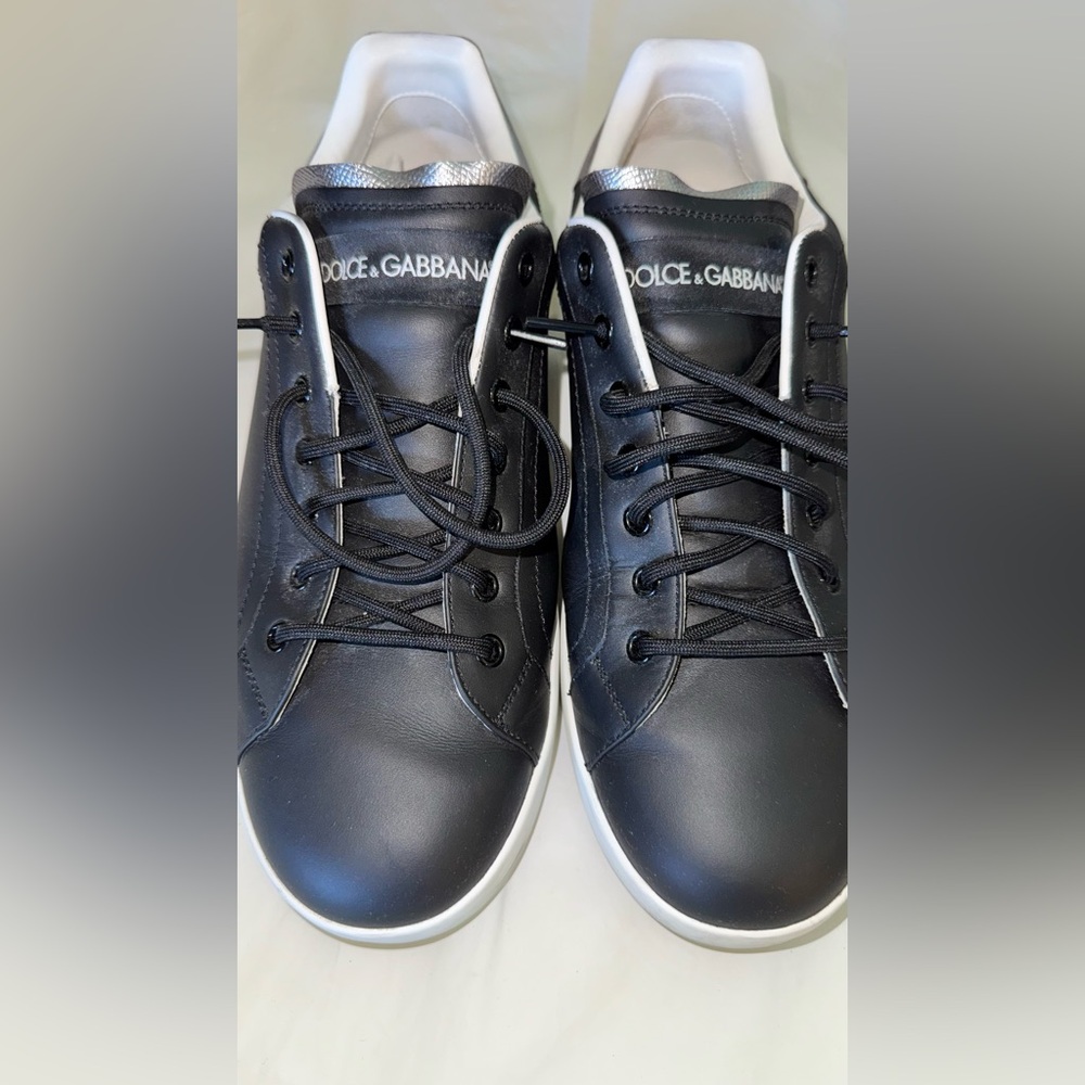 Dolce & Gabbana Logo Heel Sneakers – Black & Silver (Men’s Size 9)